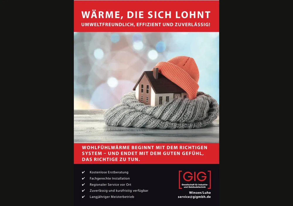 Titelseite des Heizungstechnik-Flyers „Wärme, die sich lohnt“