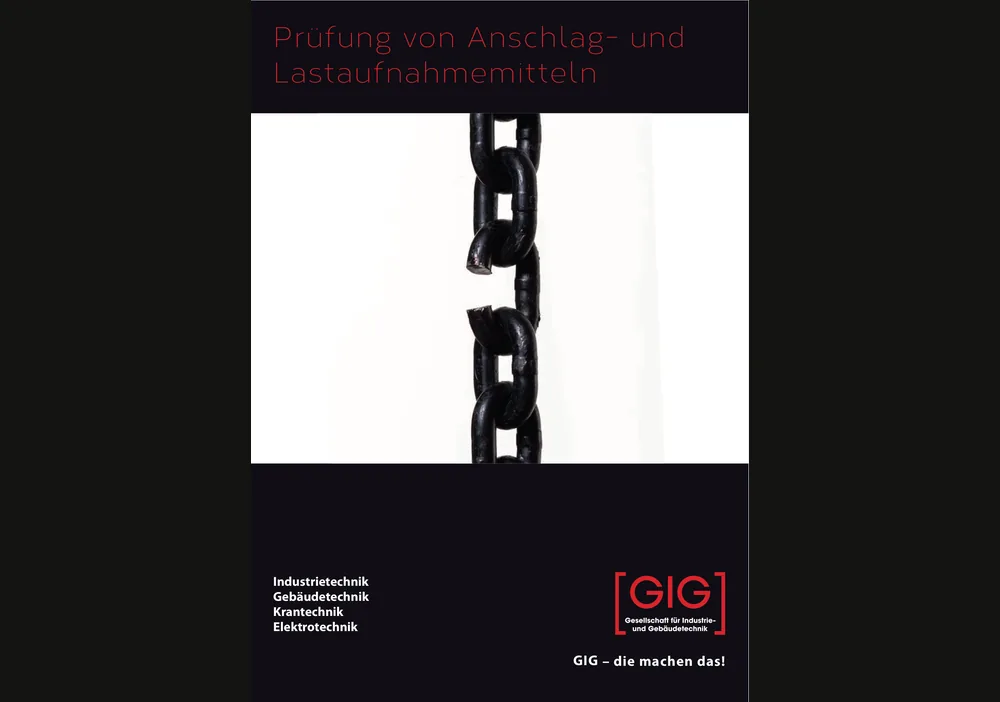 Titelseite des Faltblatts „Prüfung von Anschlag- und Lastaufnahmemitteln“